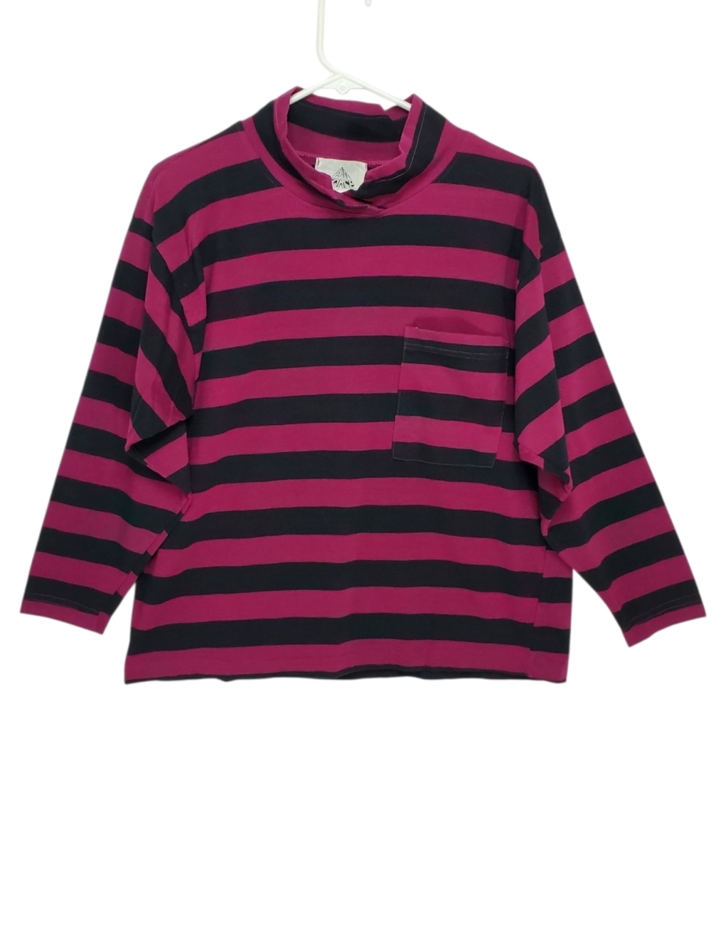 2610 * Fashion Force Vintage Striped  Long Sleeve Top Magenta Black Size Unknown